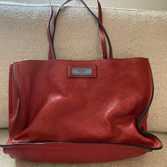 Prada Etiquette Tote in Glace Red Leather - Picture 1 of 4